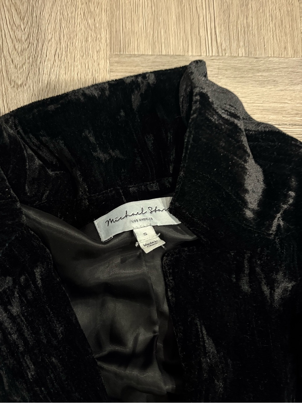 Michael Stars Black crushed velvet Open-Front Blazer Size S - Picture 2 of 7